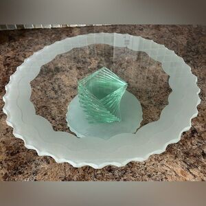 Studio Jeffrey Signed Art Glass Cake Plate.